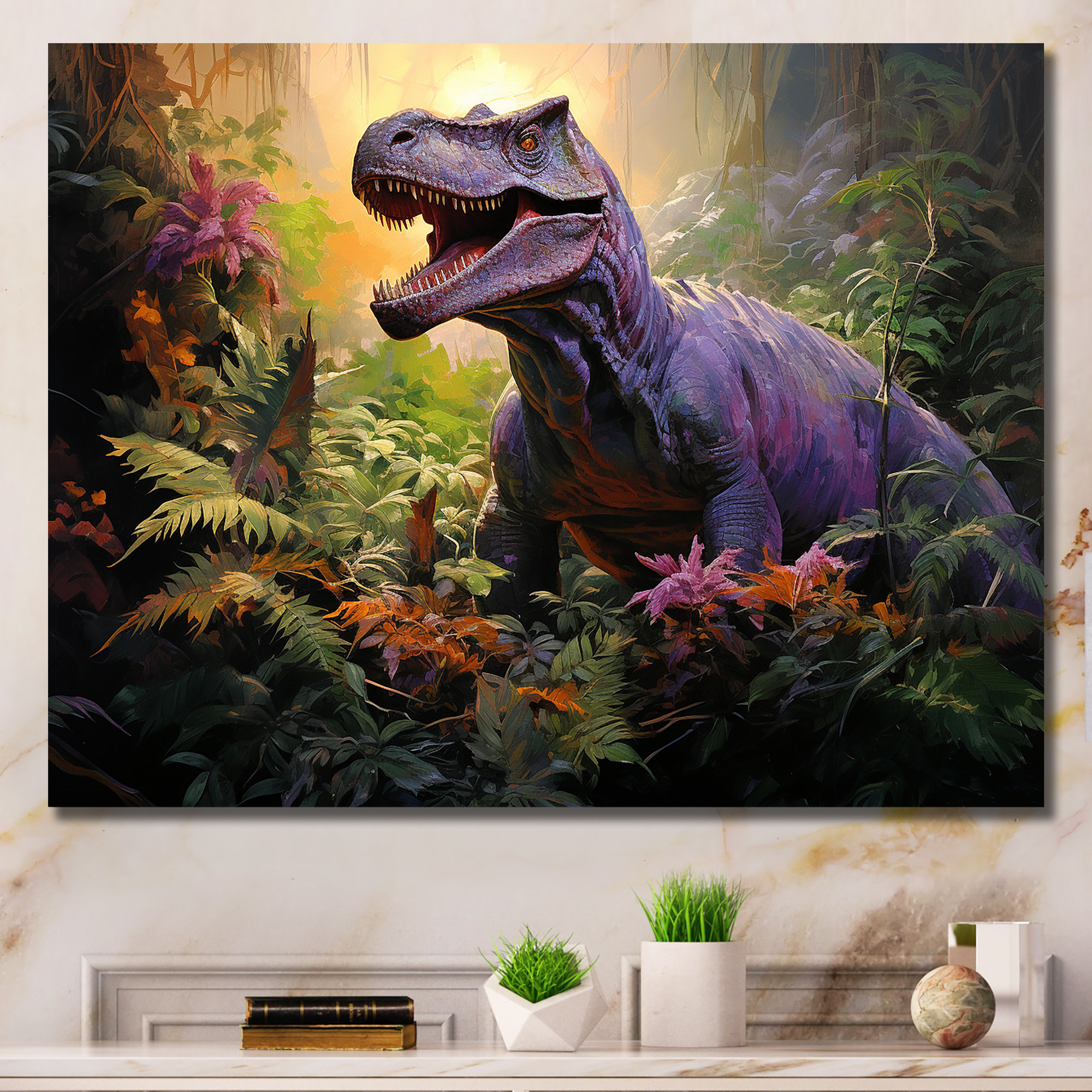 Trinx Prehistoric Dinosaur In The Jungle - Dinosaurwall Art | Wayfair