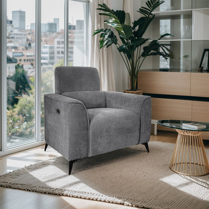 Fauteuil inclinable électrique moderne avec repose-pieds réglable gris foncé l 39,5 po Jastin, Gris foncé
