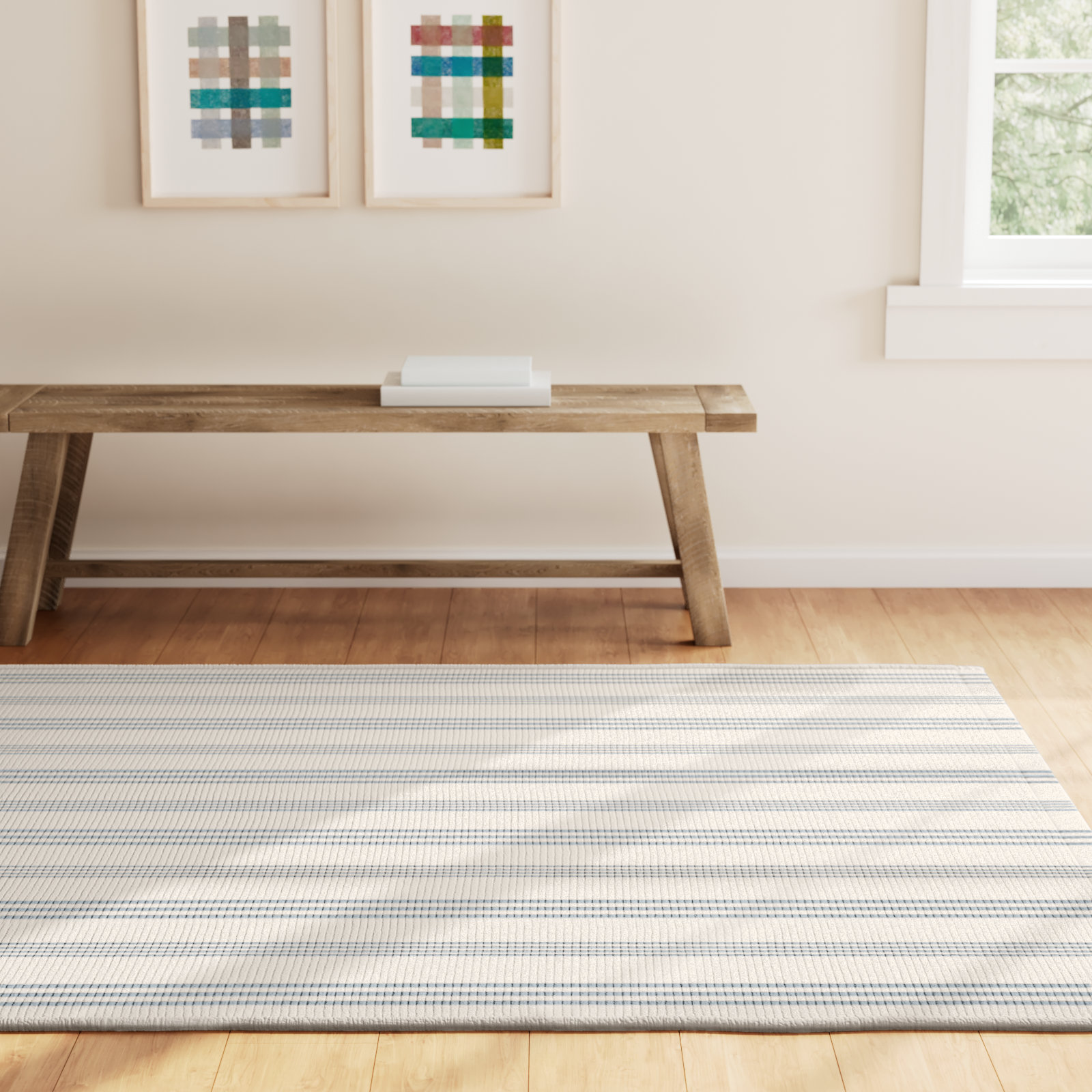 Swedish Stripe Handwoven Cotton Rug, Rectangle 6' x 9'