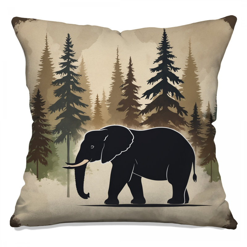 Coussins Elephant In Forest, 14 X 14 pouces