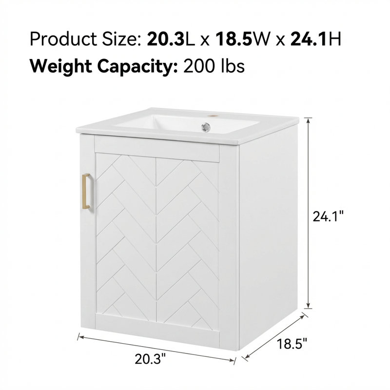 Ensemble de meuble-lavabo mural moderne avec lavabo en céramique et rangement latéral