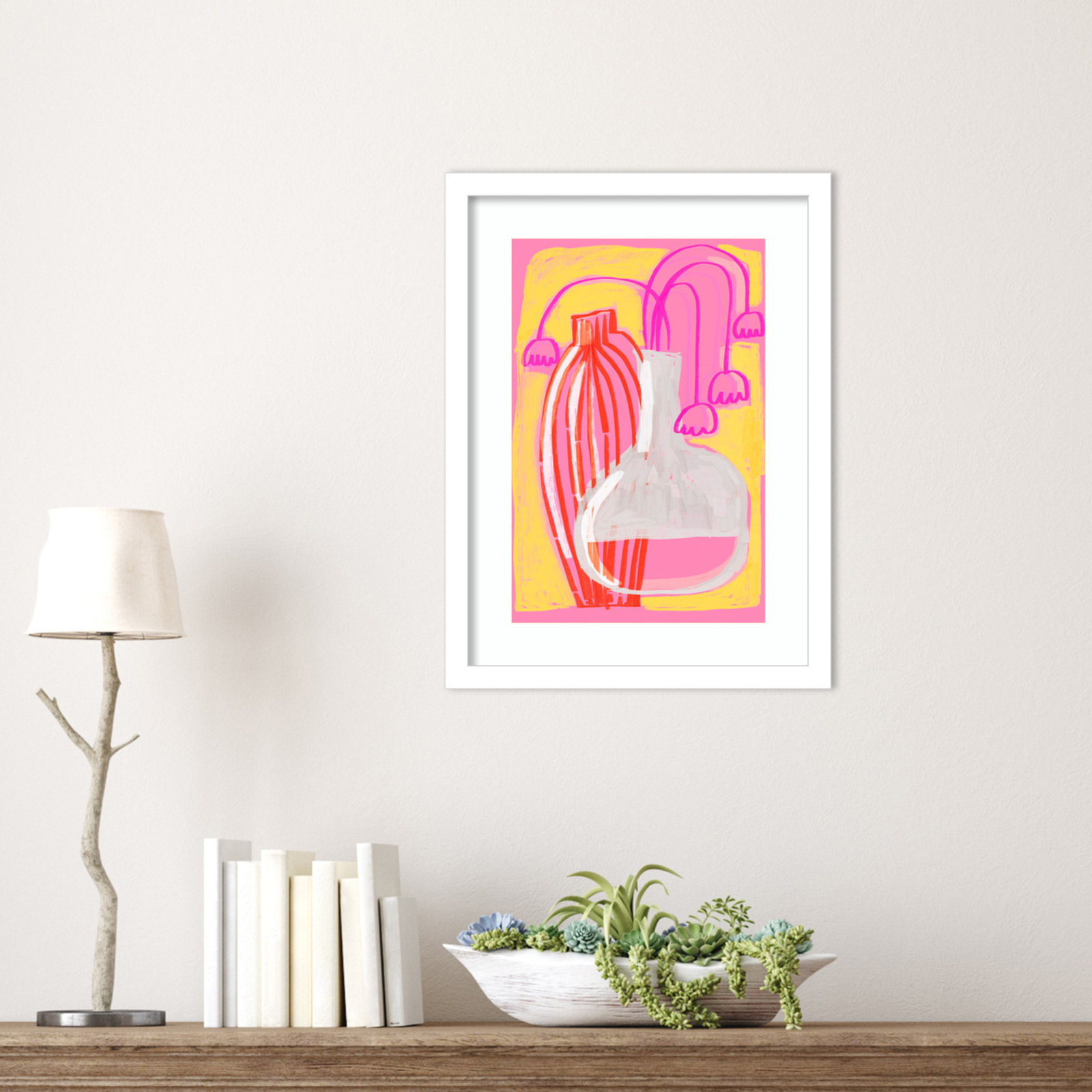 Galya "Neon Still Life No. 5" Print, White, 17" H x 13" W