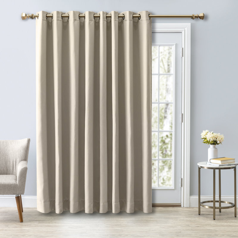 Ardelle Blackout Single Curtain Panel, 112" W x96" L, Putty with Antique Bronze Grommets