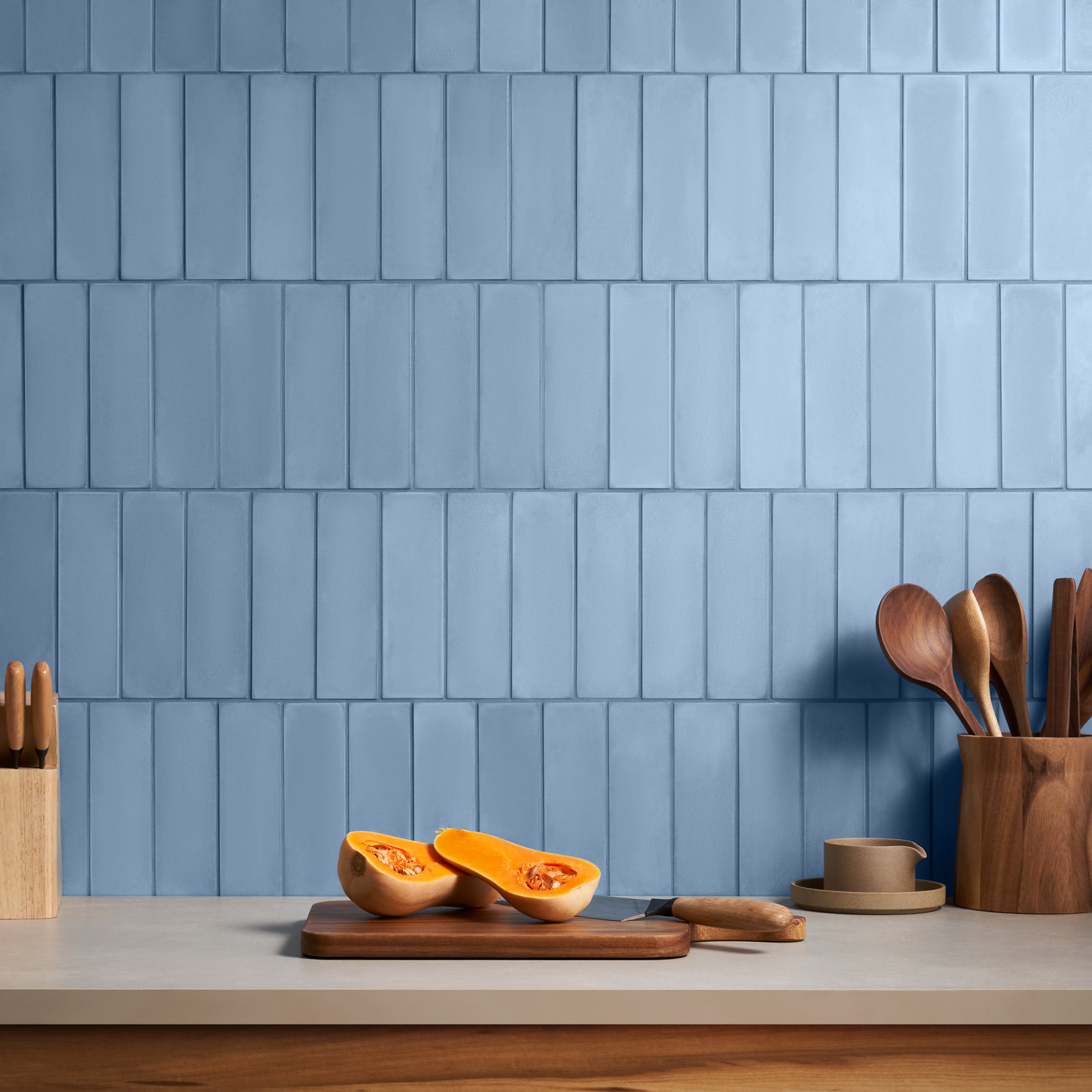 Groovy 2" x 8" Glossy Lava Stone Subway Wall Tile (3.88 Sq. Ft. / Case), Blue Moon