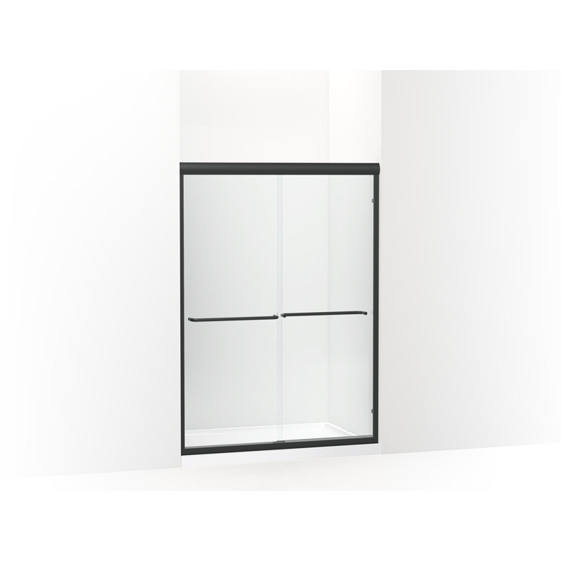 Finesse 47.6" W x 65.5" H Sliding Frameless Shower Door, Matte Black
