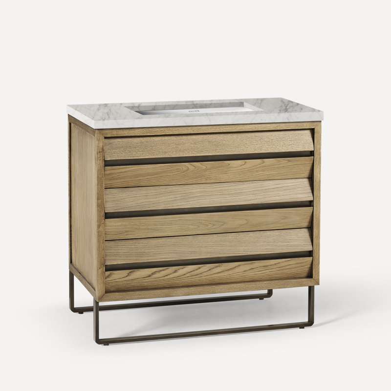 Meuble-lavabo Alisal avec plateau Craft Series, Pierre, Chêne vieilli, Bronze antique