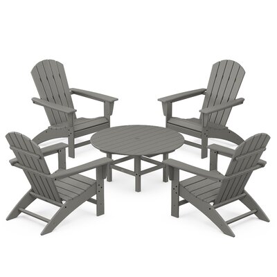Nautical 5-Piece Adirondack Chair Conversation Set -  POLYWOOD®, PWS705-1-GY