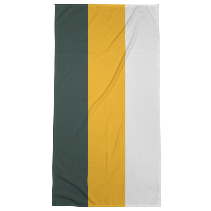 Cotton Blend Beach Towel, Green/Yellow/Off White