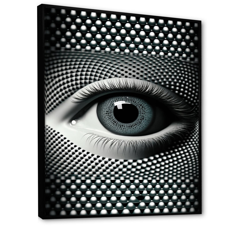 Œil monochrome Kalessa III - reproduction sur toile, L 16 po x H 32 po, Cadre flottant noir