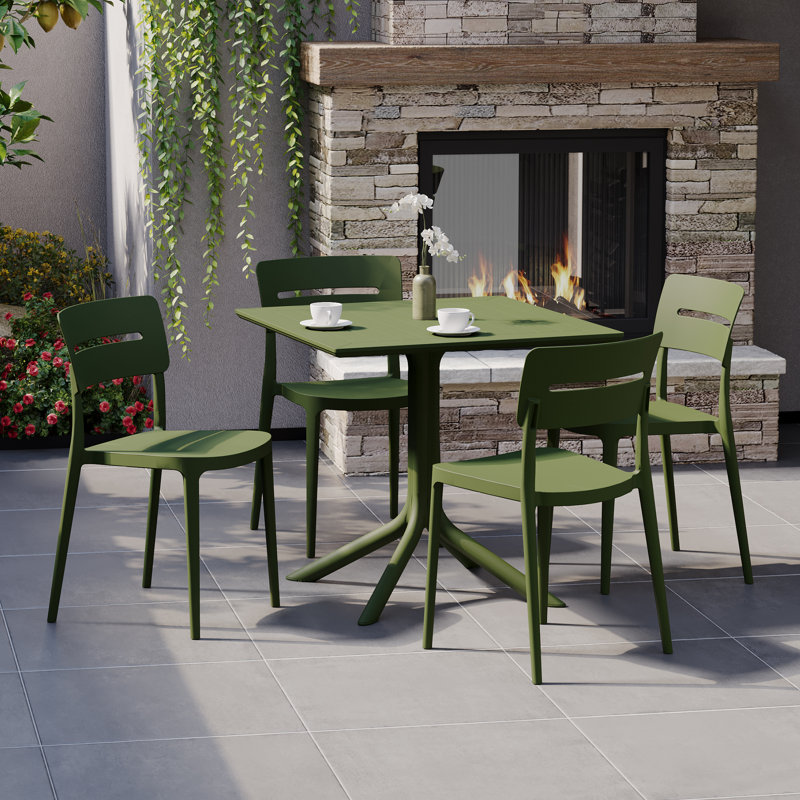 Ensemble repas carré pour 4 personnes, Vert