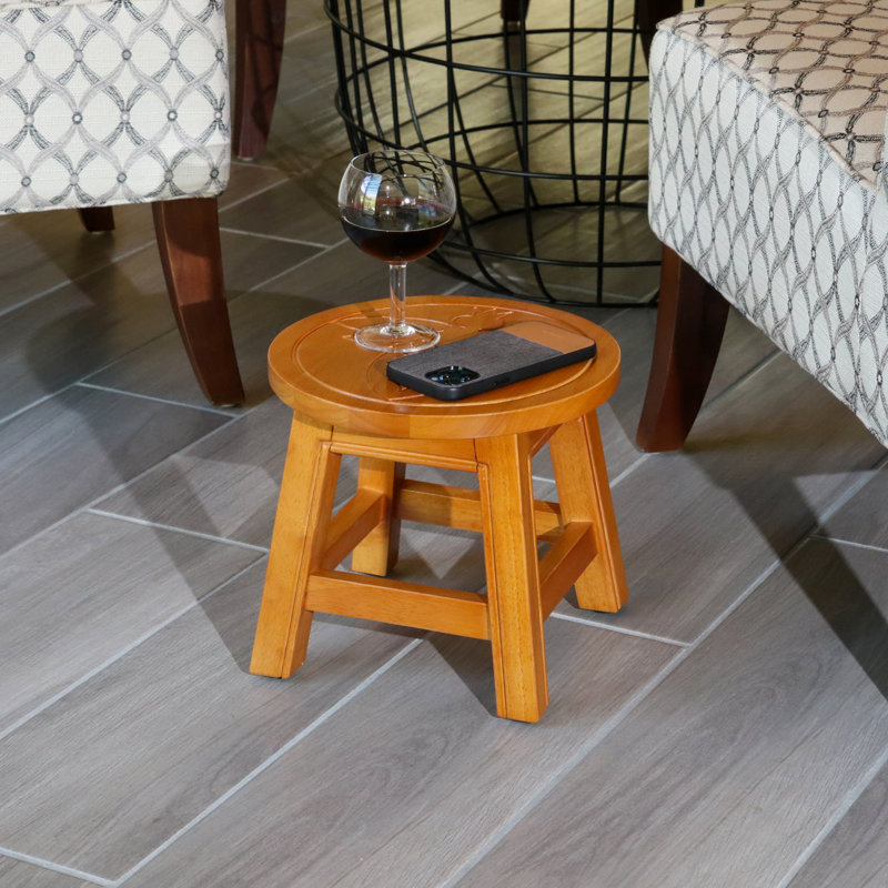 Tabouret en bois franc pour grand lit Queen Bee - marche en bois de 11 pouces de diamètre, Naturel