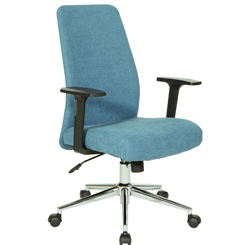 Chaise de bureau en polyester Evanston, Tissu Sky