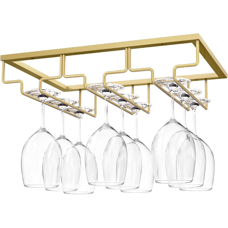 Support à verres à vin, 3 rangées, doré | Porte-verres à vin sous l'armoire