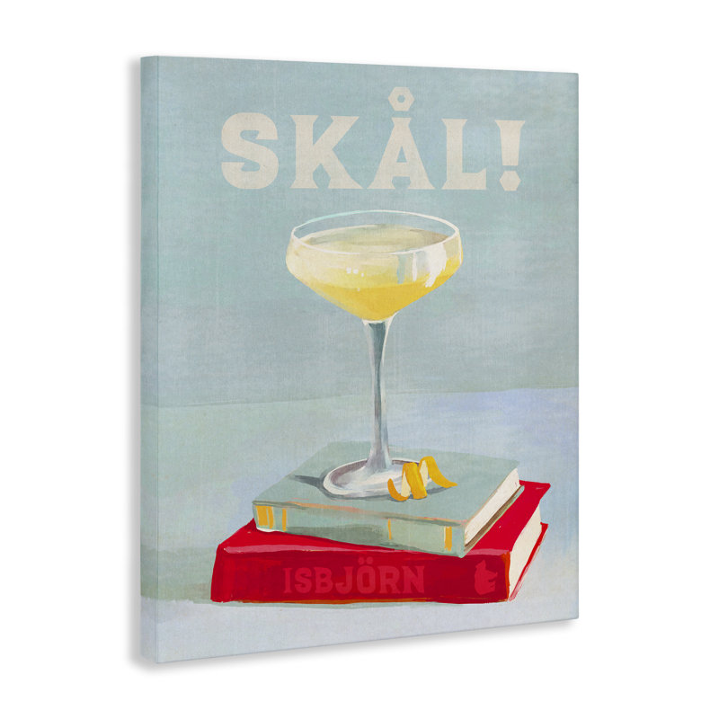 Art mural sur toile Skal Cocktail & Bookstack par The Whiskey Ginger, H 20 po x l 16 po