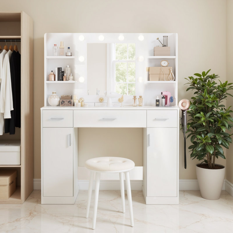 Makeup Vanity With Usb Power Outlet And 3 Modes Adjustable Brightness Light