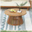 Table basse d'extérieur en bois d'acacia pour le patio, table basse ronde pour la cour arrière, pelouse, balcon, finition teck-1077729459