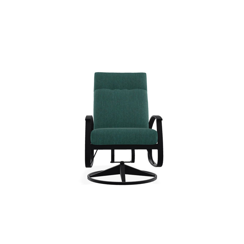Chaise de patio pivotante avec coussins Askar, Tissage uni Sunbrella® brise coulée, Noir P70, Noir texturé