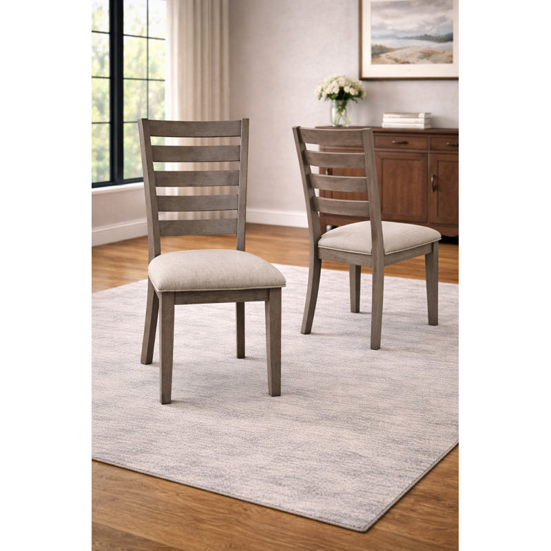 Anaely Upholstered Side Chair, Gray/Beige