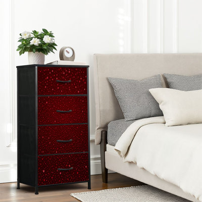 4 Drawer Dresser for Bedroom, Narrow Chest of Drawers, Wooden Top and Study Iron Frame 18"x37.5"-(WxH)