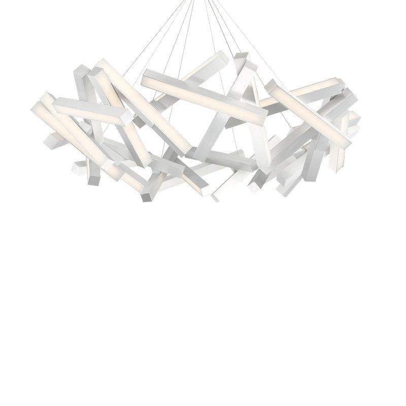 Luminaire suspendu unique à DEL 31 lumières Chaos, Aluminium brossé