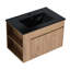 Meuble-lavabo de 30 pouces avec lavabo en céramique noire et tablette ouverte réglable - surface élégante et facile à nettoyer, 45 tiroirs spacieux à bords inclinés