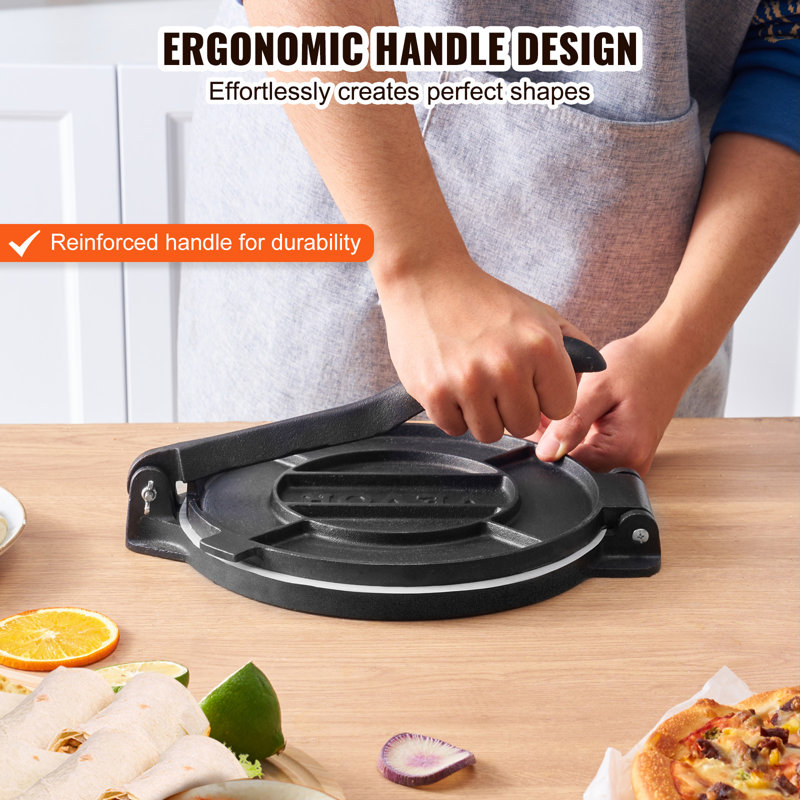 VEVOR 8 Inch Cast Iron Tortilla and Roti Press with Parchment Paper