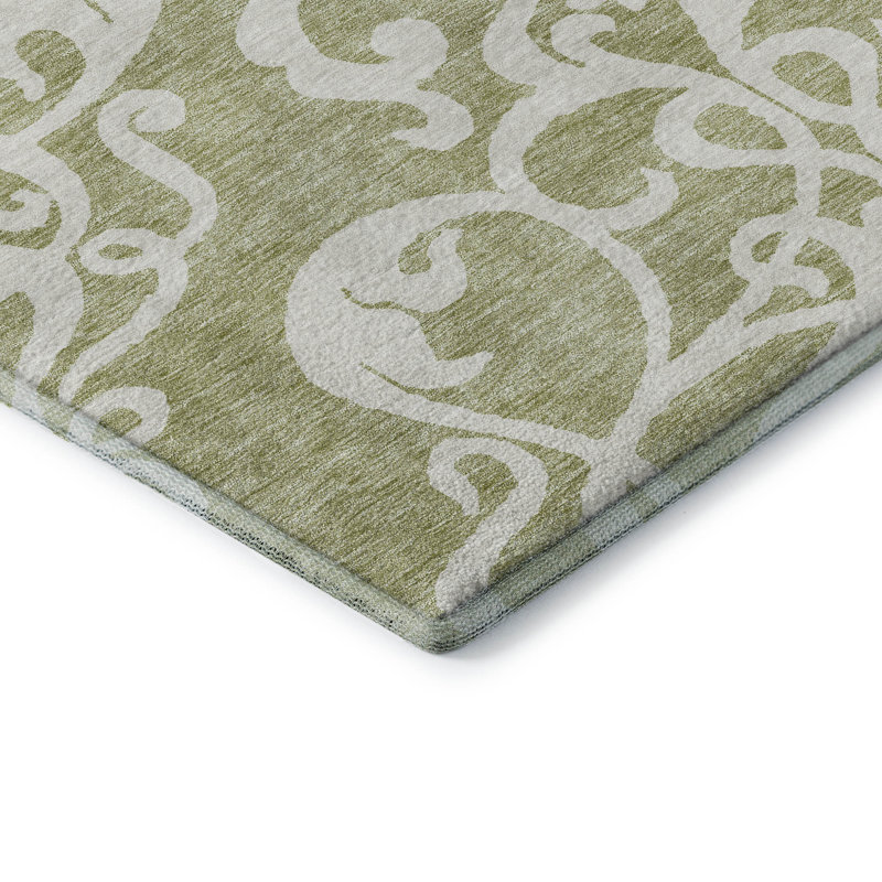 Premium Machine Washable Prisco Aloe Rug, Rectangle 10' x 14'