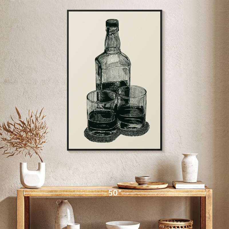 Verres à whisky rétro, Cadre flottant noir, 27 po x 40 po