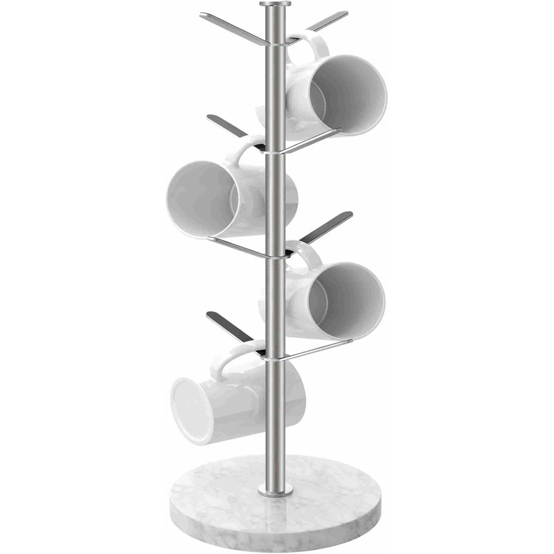 Porte-gobelet en marbre, support pour 8 tasses à café en nickel brossé, nouveau support à tasses stable pour comptoir de cuisine