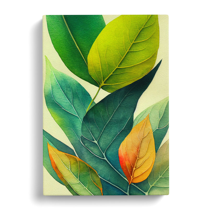 Exceptional Leaves - Wall Art, 76cm H x 50cm W x 3cm D, Wrapped Canvas, No Matte