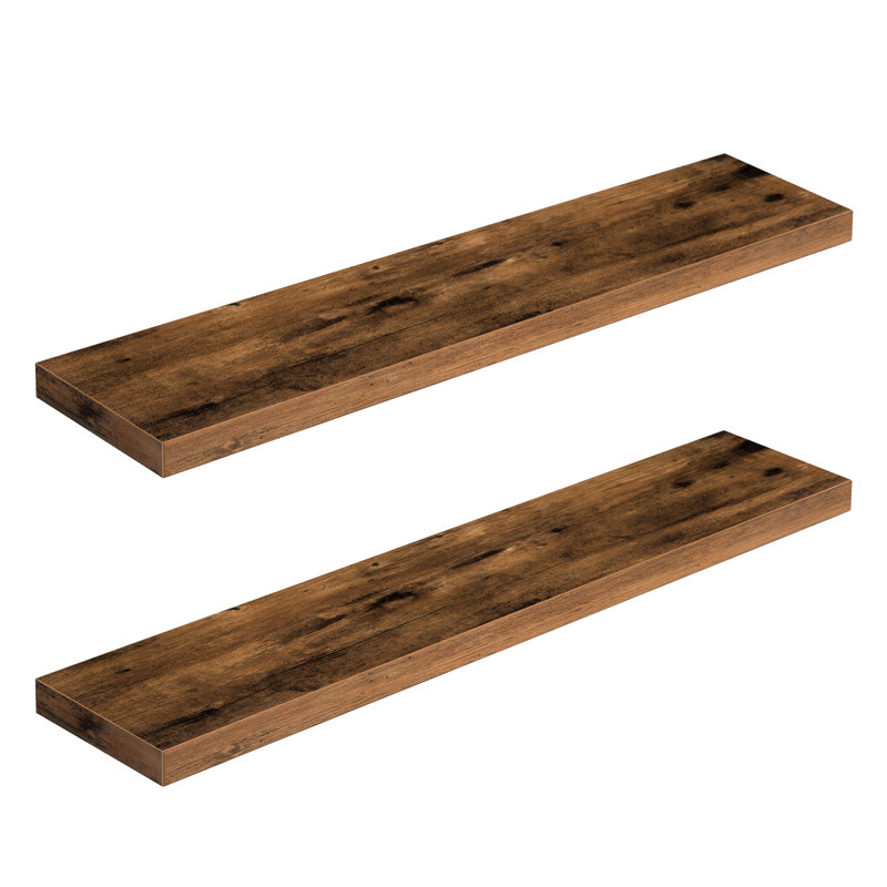 Kayleah 2 Piece Floating Shelf, 1.5" H x 47.2" W x 7.9" D, Rustic Brown