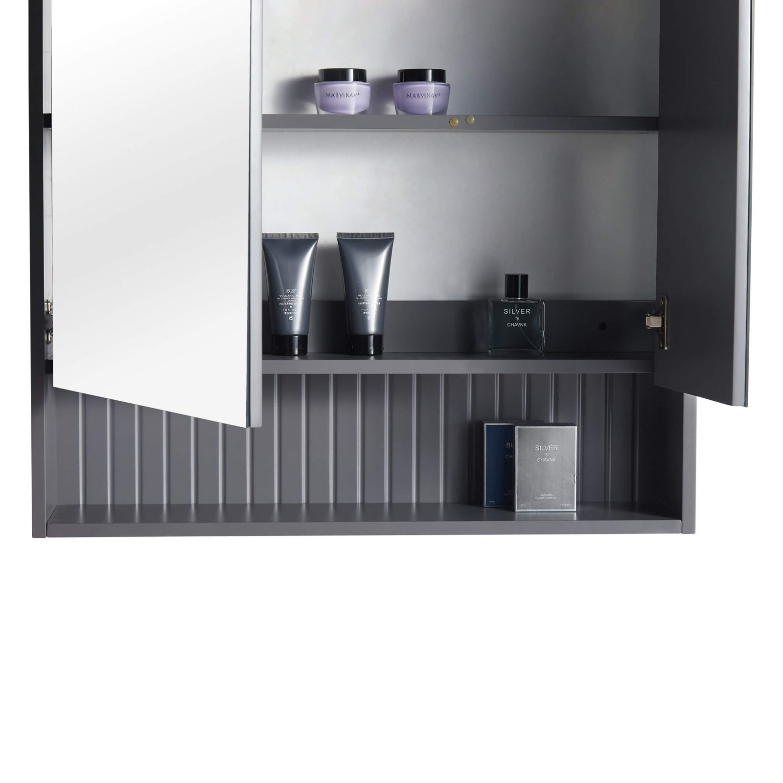 Asahel Surface Double Medicine Cabinet, Rock Gray
