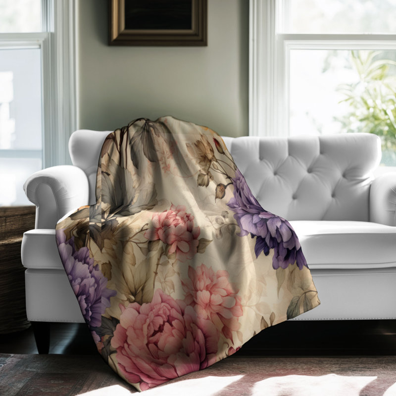 Edgy Florals - Couverture de qualité supérieure 1 pièce, Grand lit