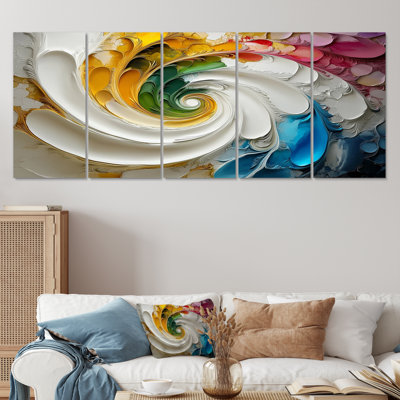 «Vortex rose de la vie accentué de bleu IV», ensemble d'art sur toile à spirales abstraites