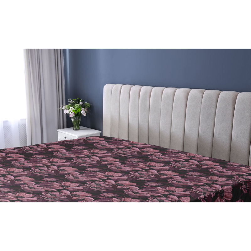 Drap-housse Ambesonne, Drap-housse de taille simple, Mauve foncé, mauve / floral
