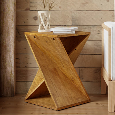 Farmhouse Square Solid Wood End Table With Twisted Design by Wrought Studio