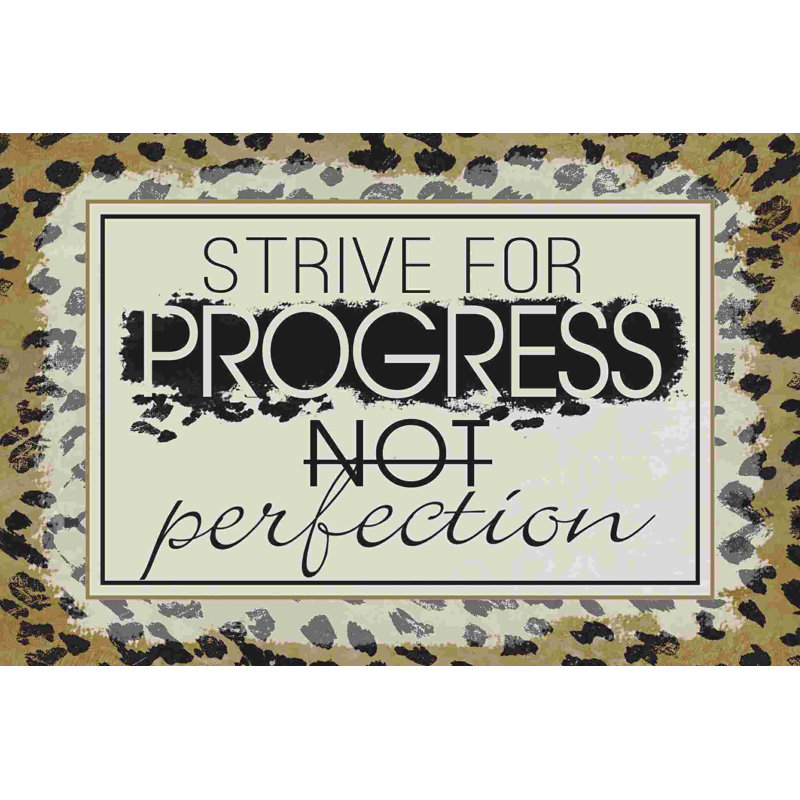 «Progress Not Perfection», art textuel sur toile tendue, H 8 po x l 12 po