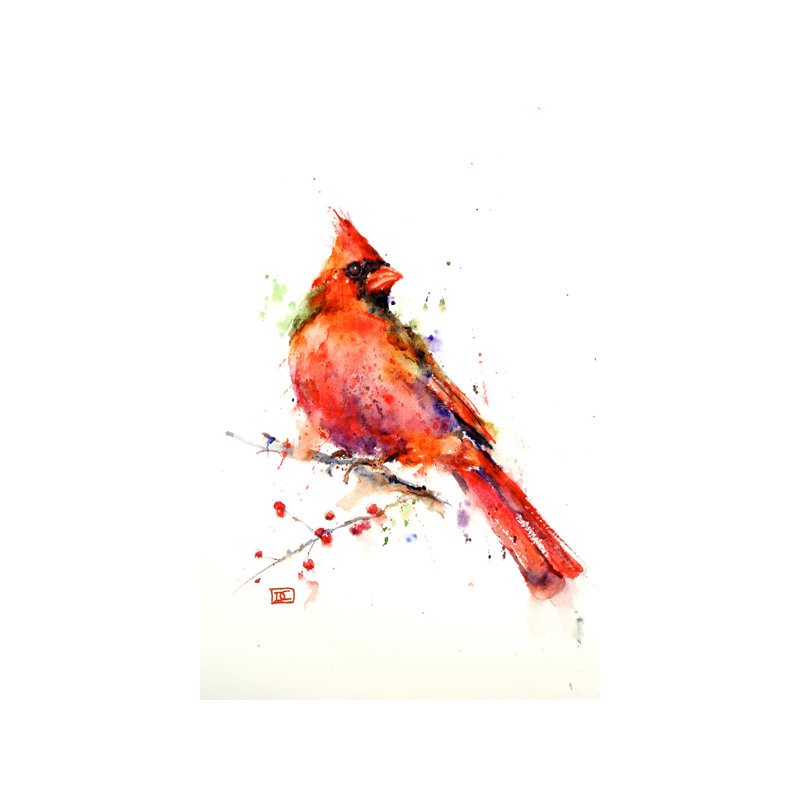 Red Bird by Dean Crouser - No Frame Painting on Canvas, 66.04 cm H x 45.72 cm W x 1.91 cm D