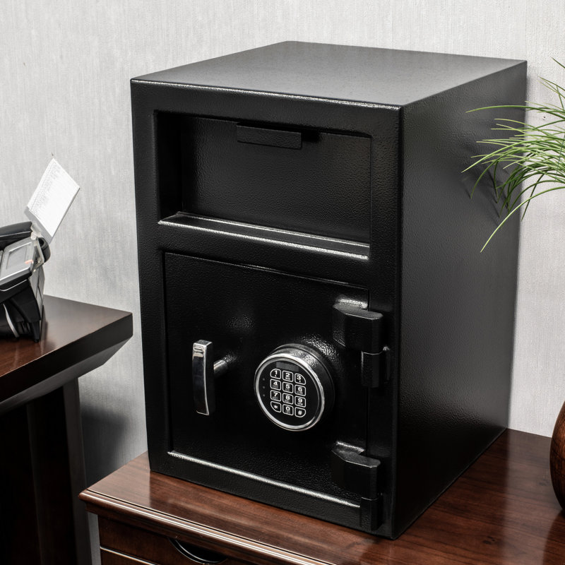Coffre-fort en acier avec clavier Dx200 - 13,61 x 13,61 x 19,68 po, noir, 80,46 lb, 3 pênes dormants solides et des déflecteurs de pêche 14 x 14 x 20 79,6 lb avec verrou caché pour pile faible