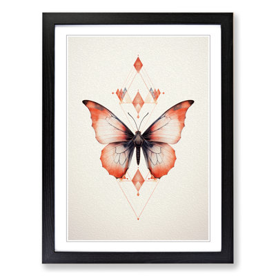 Moth Geometric No.2 - Single Picture Frame Print on Wood