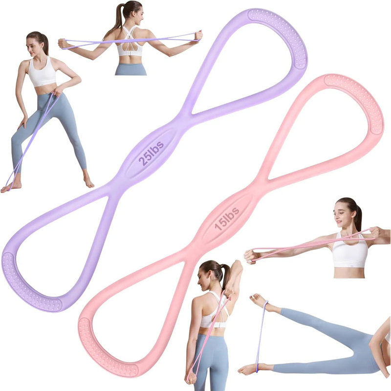 Ensemble de bandes de résistance avec poignées - bandes d'exercice en forme de 8 pour femmes et hommes, entraînement complet du corps, yoga, musculation