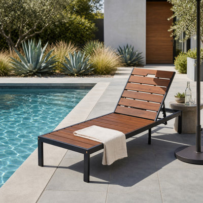 Outdoor Chaise Lounge with Adjustable Backrest for Patio, Poolside or Beach