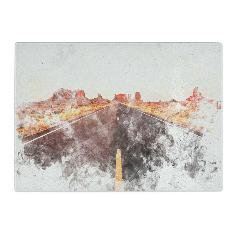 Tempered Glass Road Through Arizona Chopping Board, 28.5 cm x 39 cm