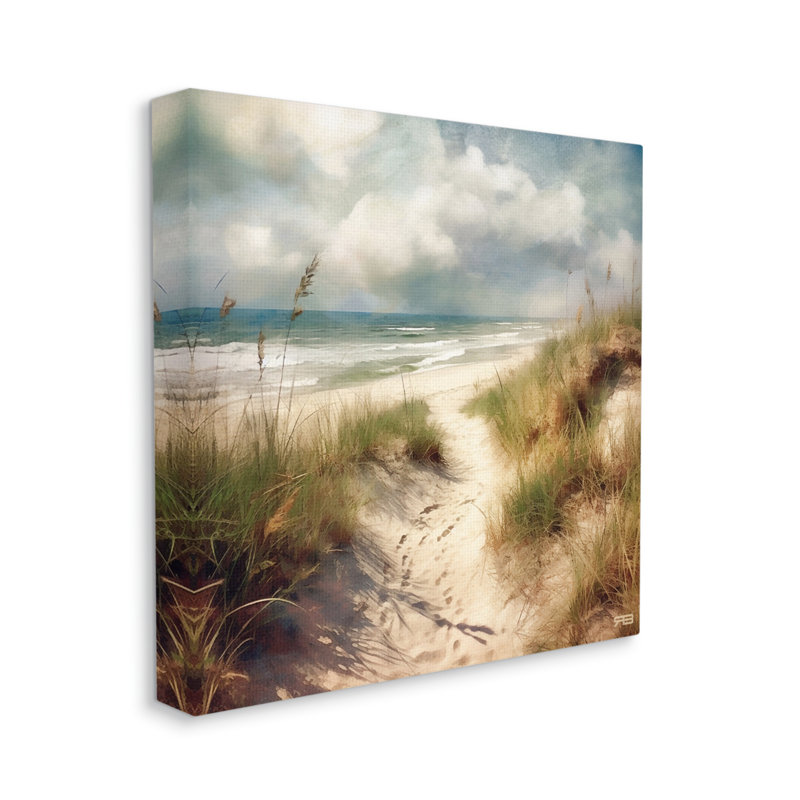 «Sandy Footprints Beach Path» par RB, H 17 po x l 17 po x P 1,5 po