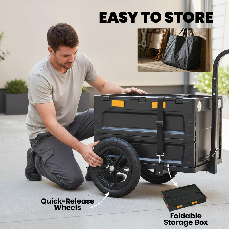 Remorque à vélo, remorque à vélo de 17 gallons avec boîte de rangement pliable
