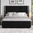 Velvet Upholstered Platform Bed with Channel Tufted Headboard, Chrome Finished Wing Edge, Wooden Slats-391475375-391475377