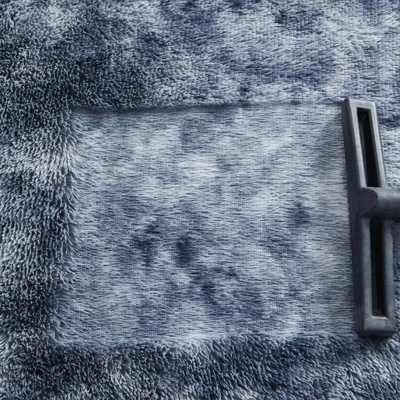 Tapis gris à poils longs Belgrover, Rectangle 5 pi x 7 pi