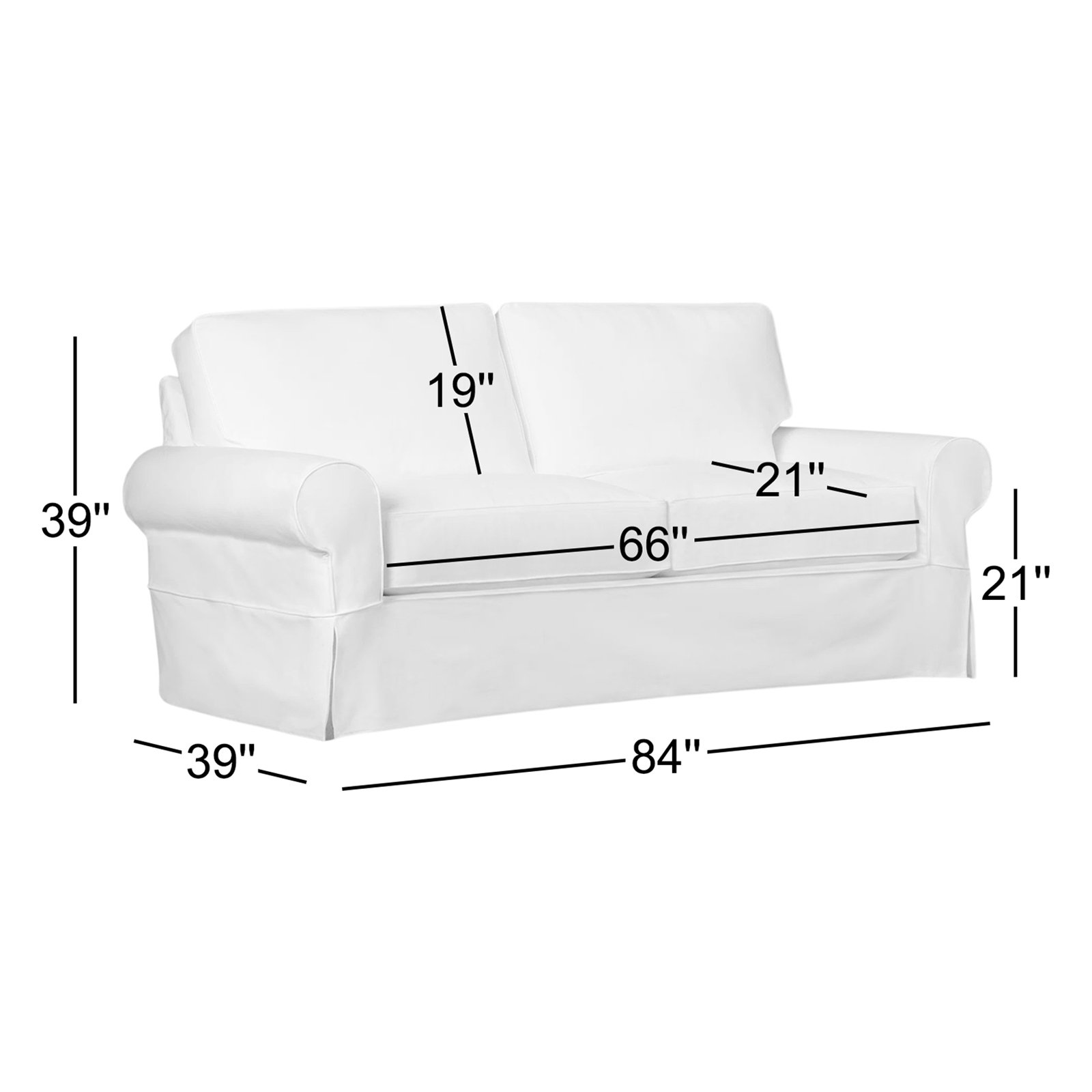 Porter 84'' Slipcovered Sofa, Bayou Off White Canvas