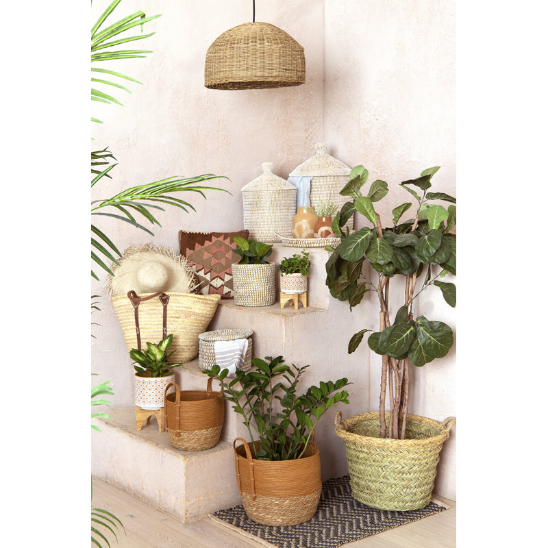 Panier en osier, H 13,5 po x l 19 po x P 19 po