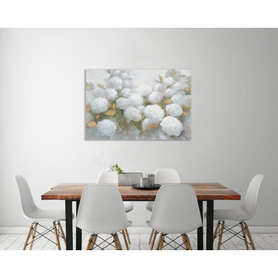 «Annabelle Hydrangeas Blue Grey Crop», toile tendue par Julia Purinton